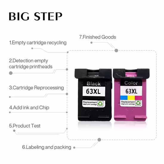 Wholesale Ink Cartridge 63XL 63 Printer Cartridge Compatible for HP Printer